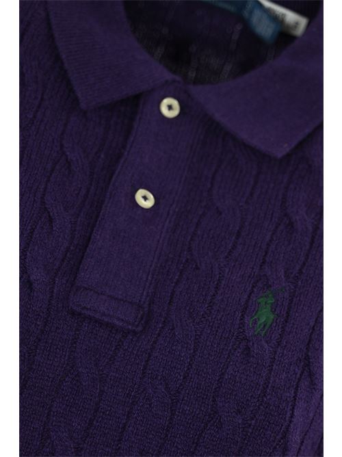 Polo a trecce in lana e cashmere viola POLO RALPH LAUREN | 211 910158007